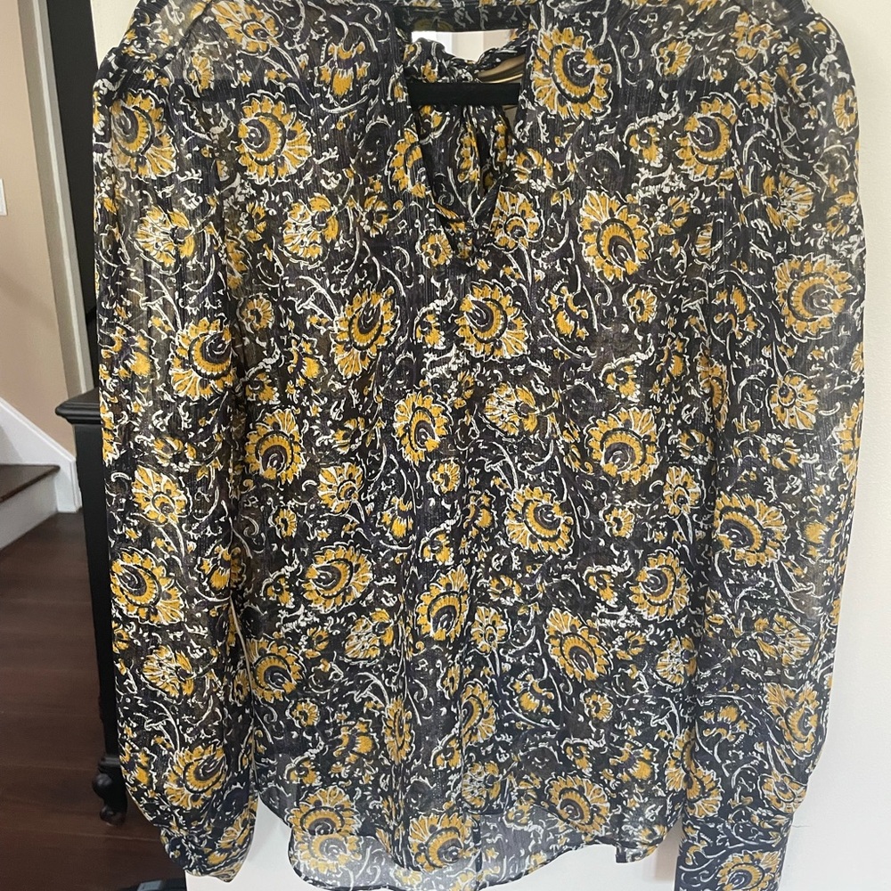 Veronica Beard - EUC - Size 6 - Blouse Black-yellow- white